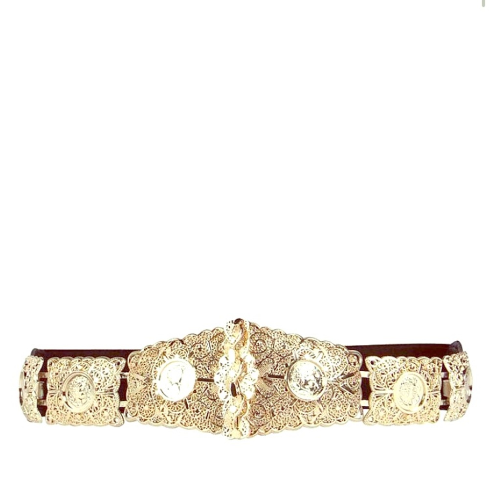 Textured Metal Plate Waist Belt
